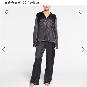 SKIMS black jacquard long sleeve button up sleep set